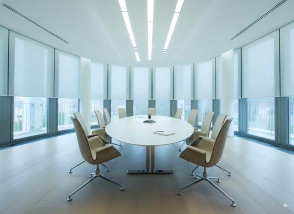 Office blinds high perspective