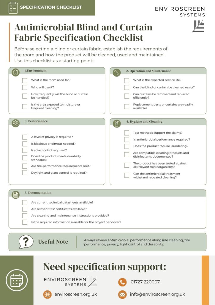 Antimicrobial Blind and Curtain Fabric Specification Checklist