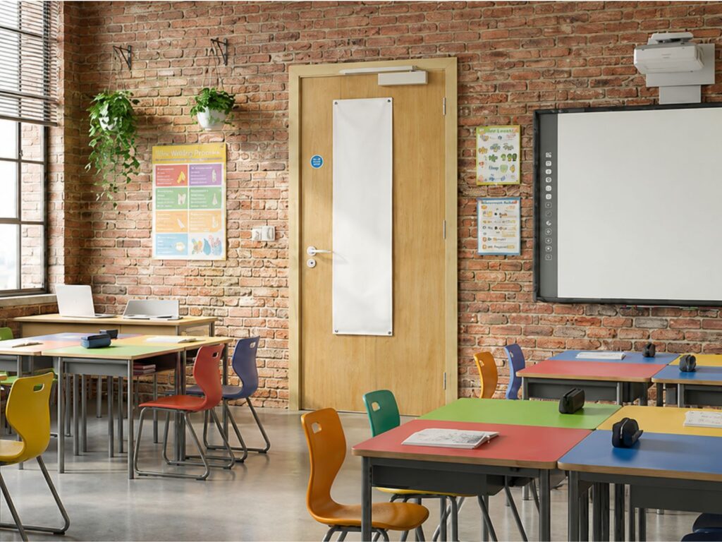 Door vision panel blind for schools
