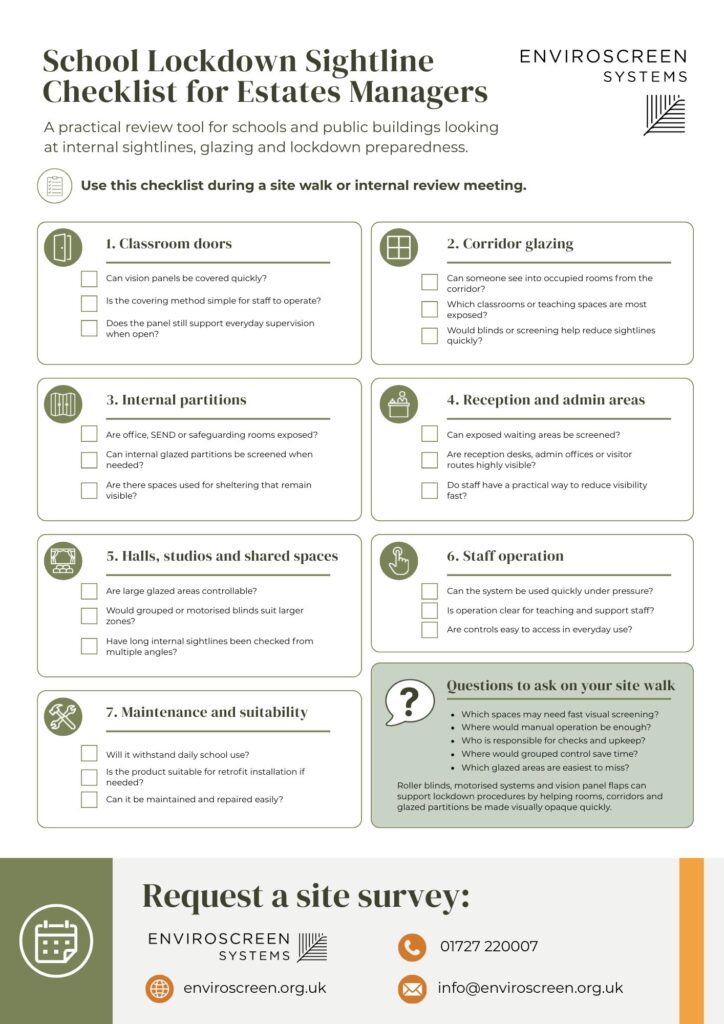 School Lockdown Sightline Checklist for Estates Managers