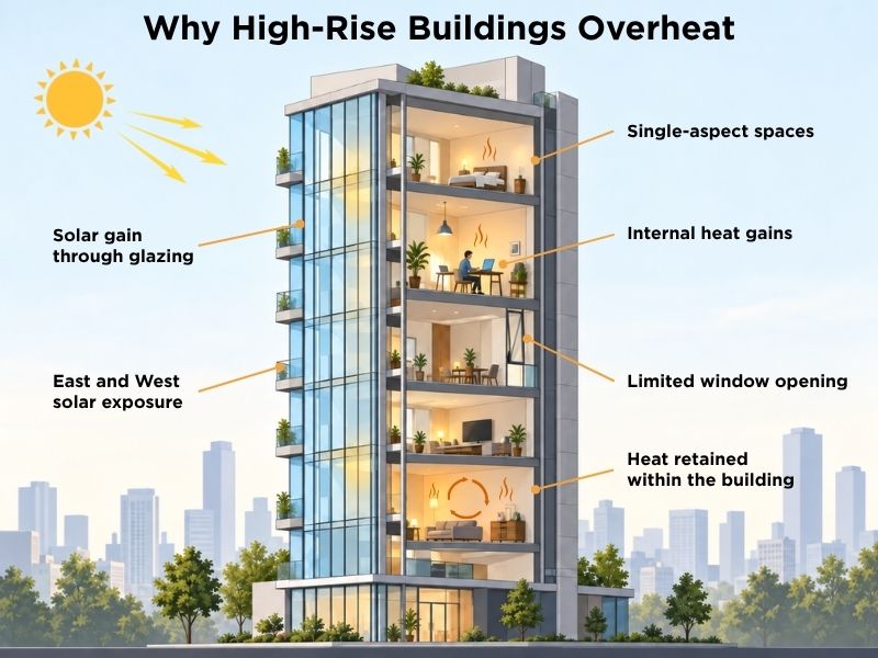 How to Reduce Overheating in High-Rise Buildings graphic
